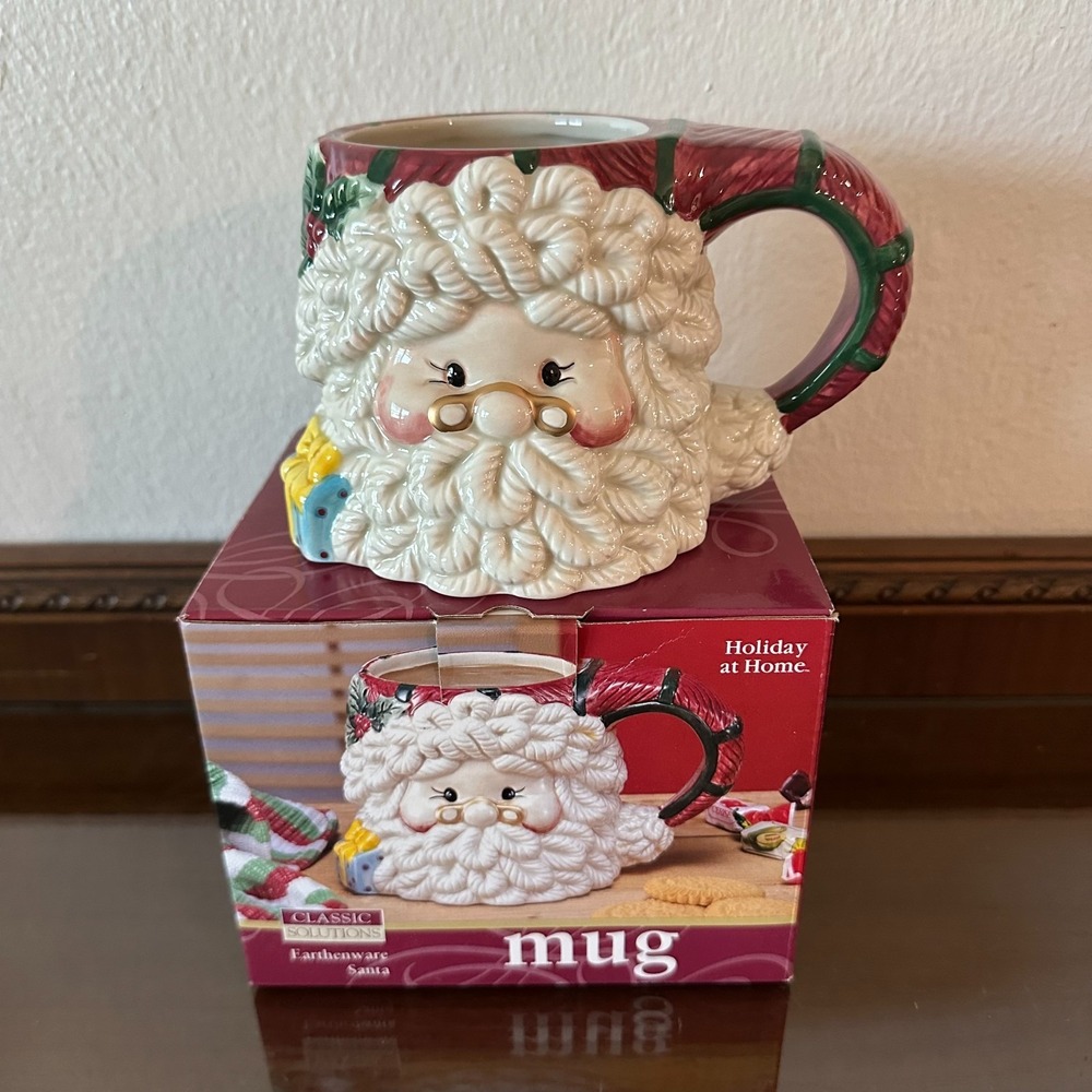 Holiday at Home‎ Jay Import Co. Vtg Santa Clause Face Mug Earthenware Holiday